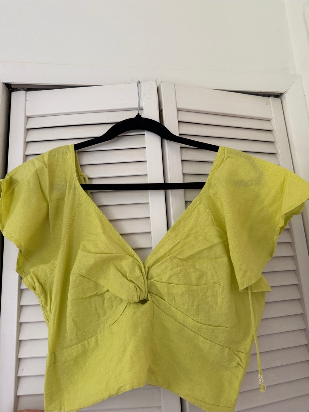 Anthropologie Lime Knot-Front Crop Top